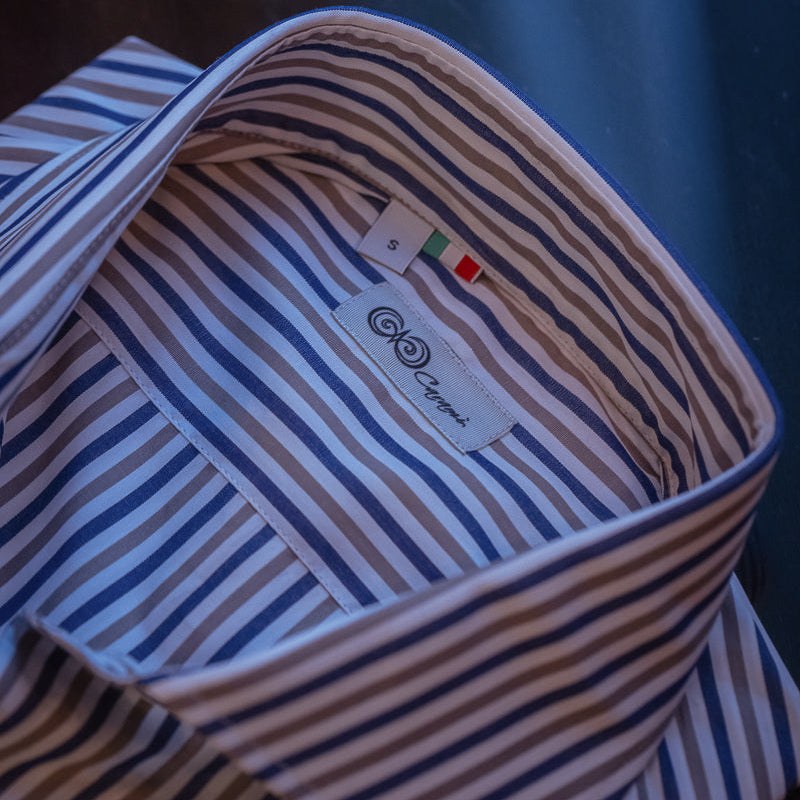 Camicia Tricolore Marrone in Cotone