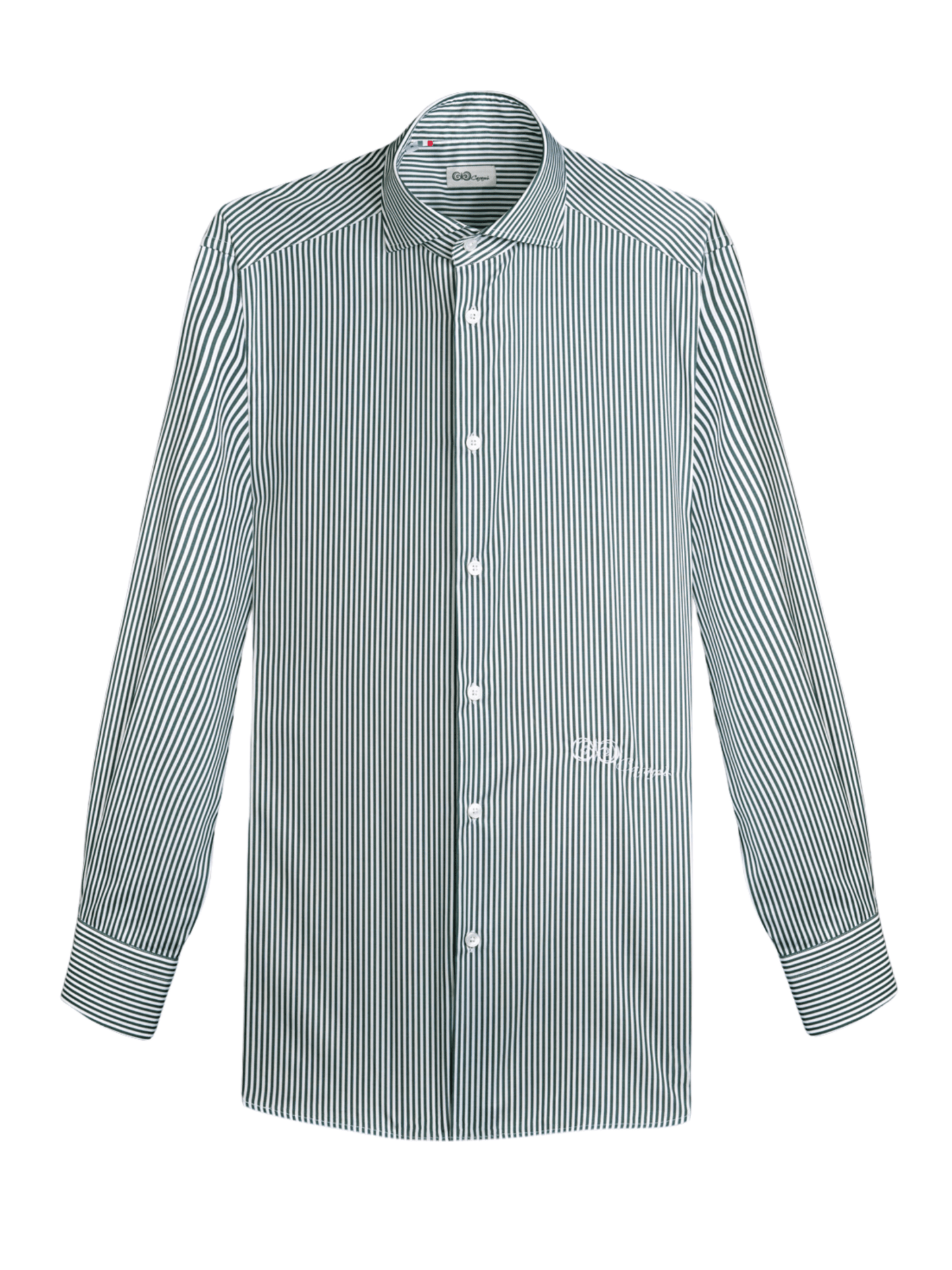 Camicia a Righe Verde e Bianca in Cotone Popeline - Carami - Caramì Lingerie & Activewear Made in Italy