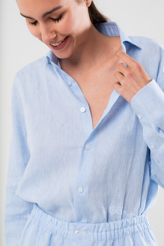Camicia Azzurra in Lino - Carami - Caramì Lingerie & Activewear Made in Italy