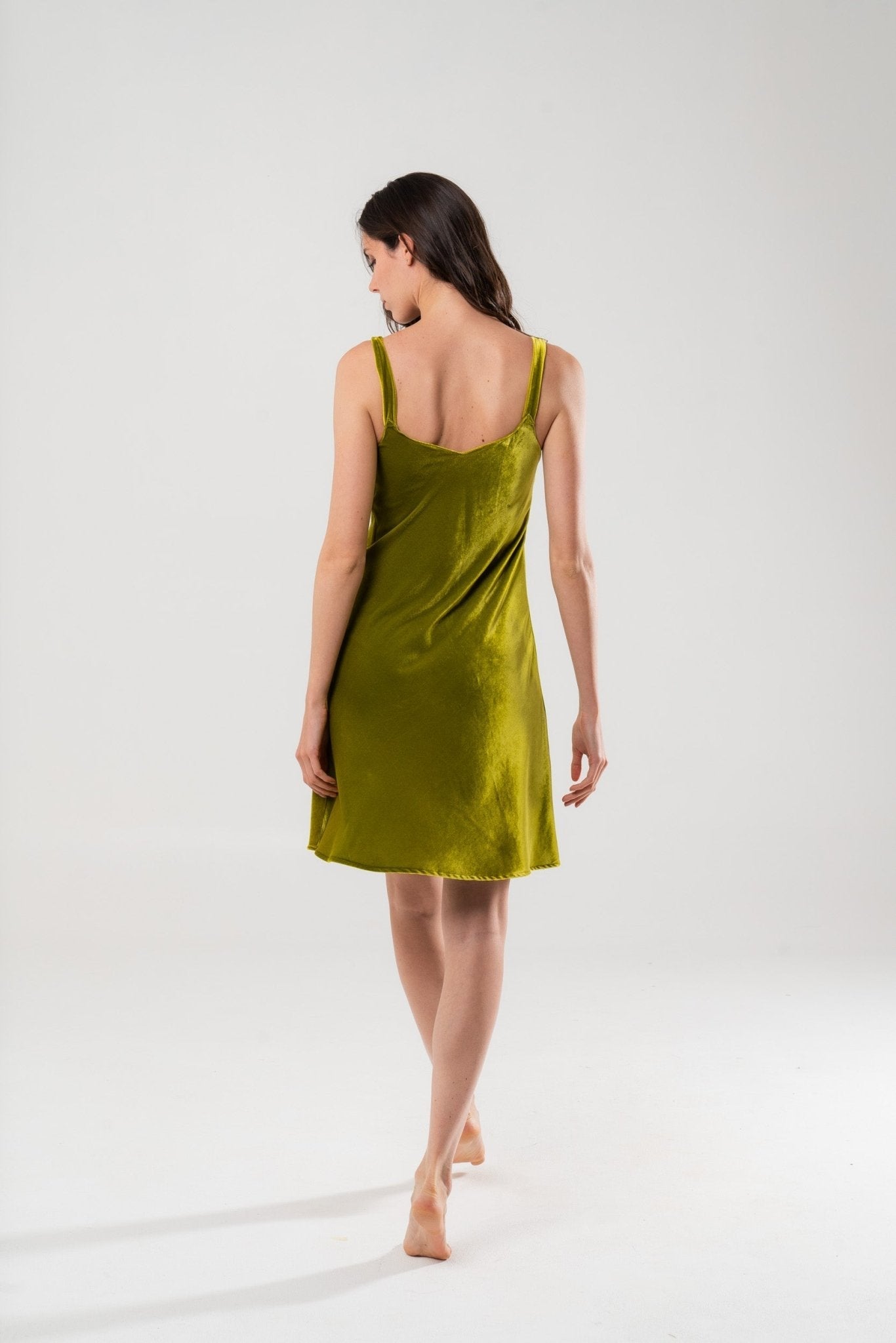 Camicia da Notte in Velluto di Seta Verde - Carami - Caramì Lingerie & Activewear Made in Italy