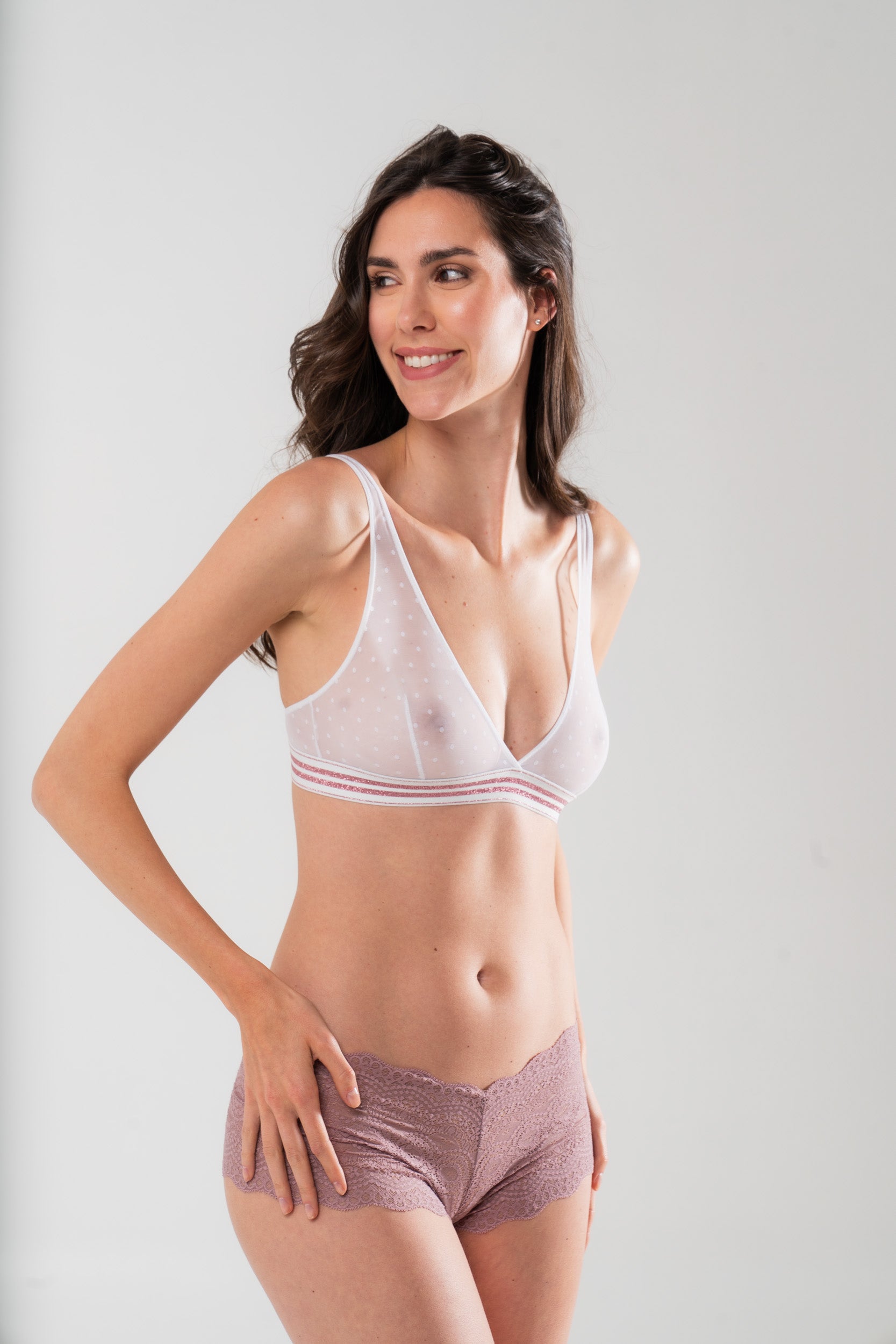 Jupe-culotte en dentelle rose - Carami lingerie italienne de luxe