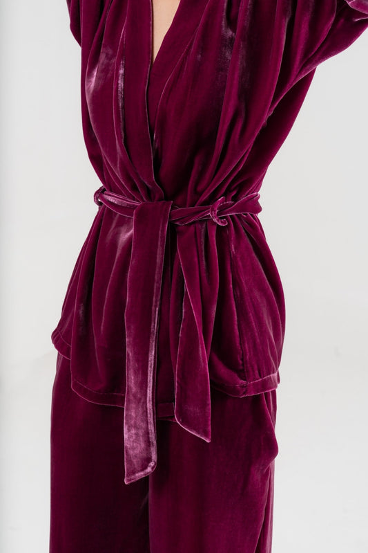 Kimono Corto in Velluto di Seta Lampone - Carami - Caramì Lingerie & Activewear Made in Italy