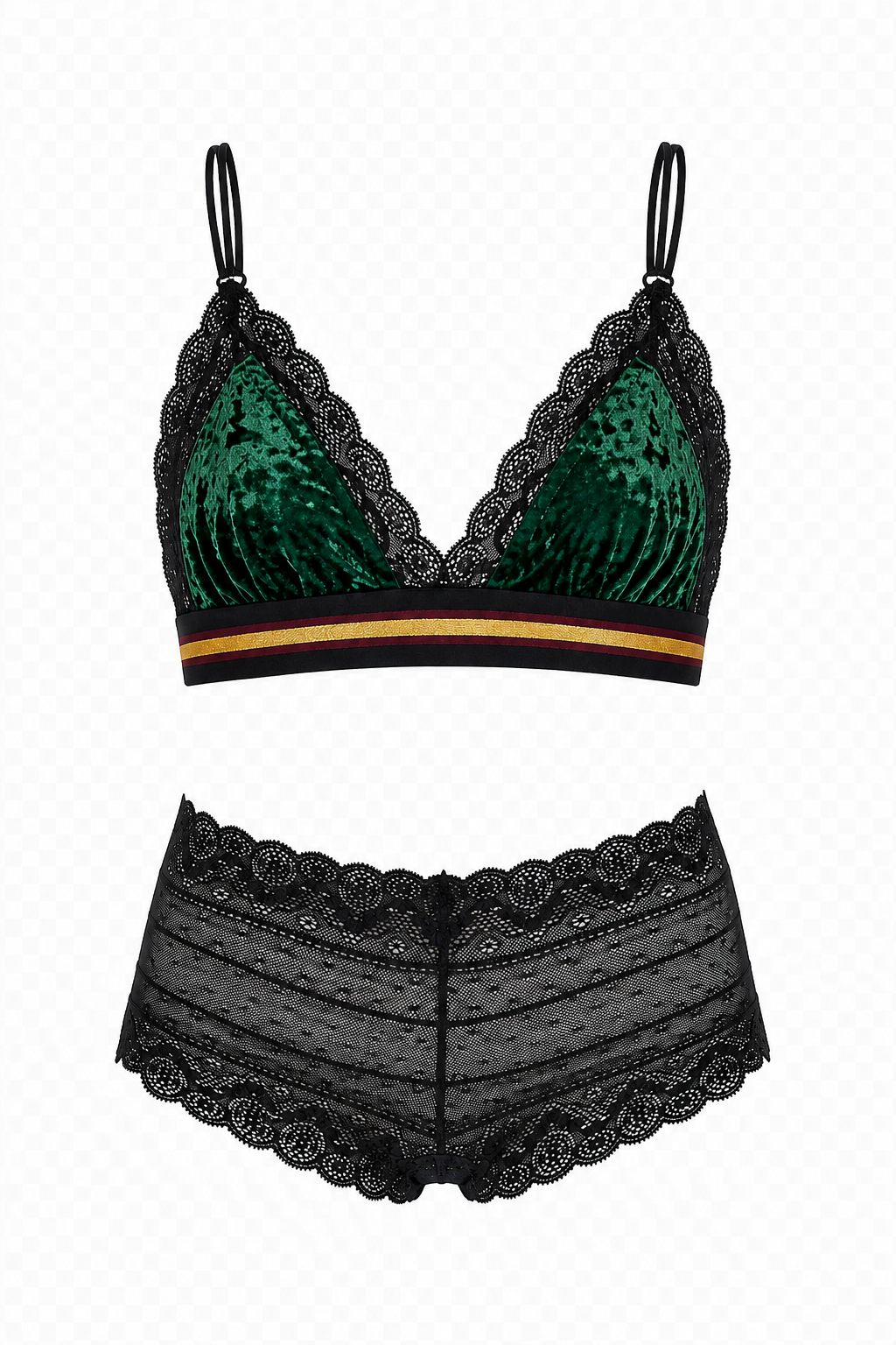 Reggiseno Triangolo in Velluto Verde Bosco