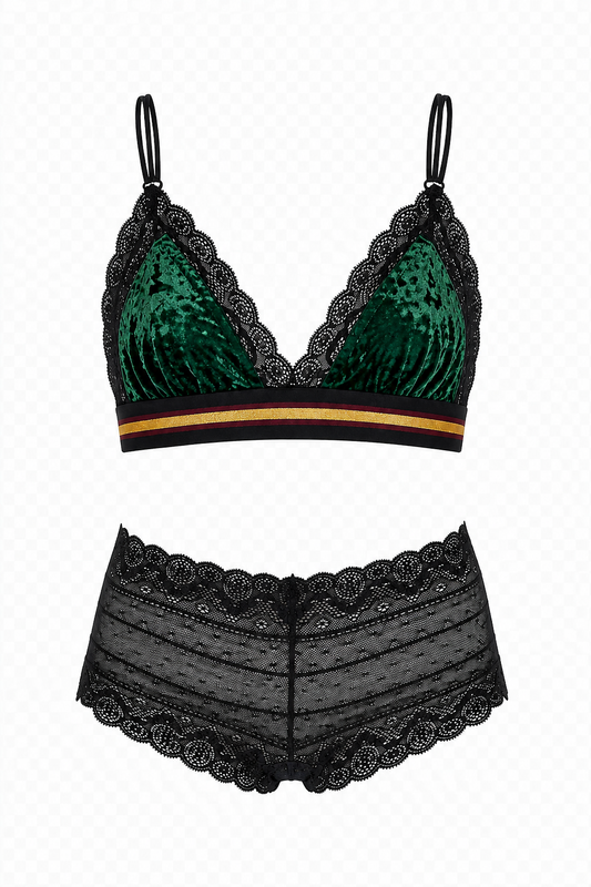 Reggiseno Triangolo in Velluto Verde Bosco
