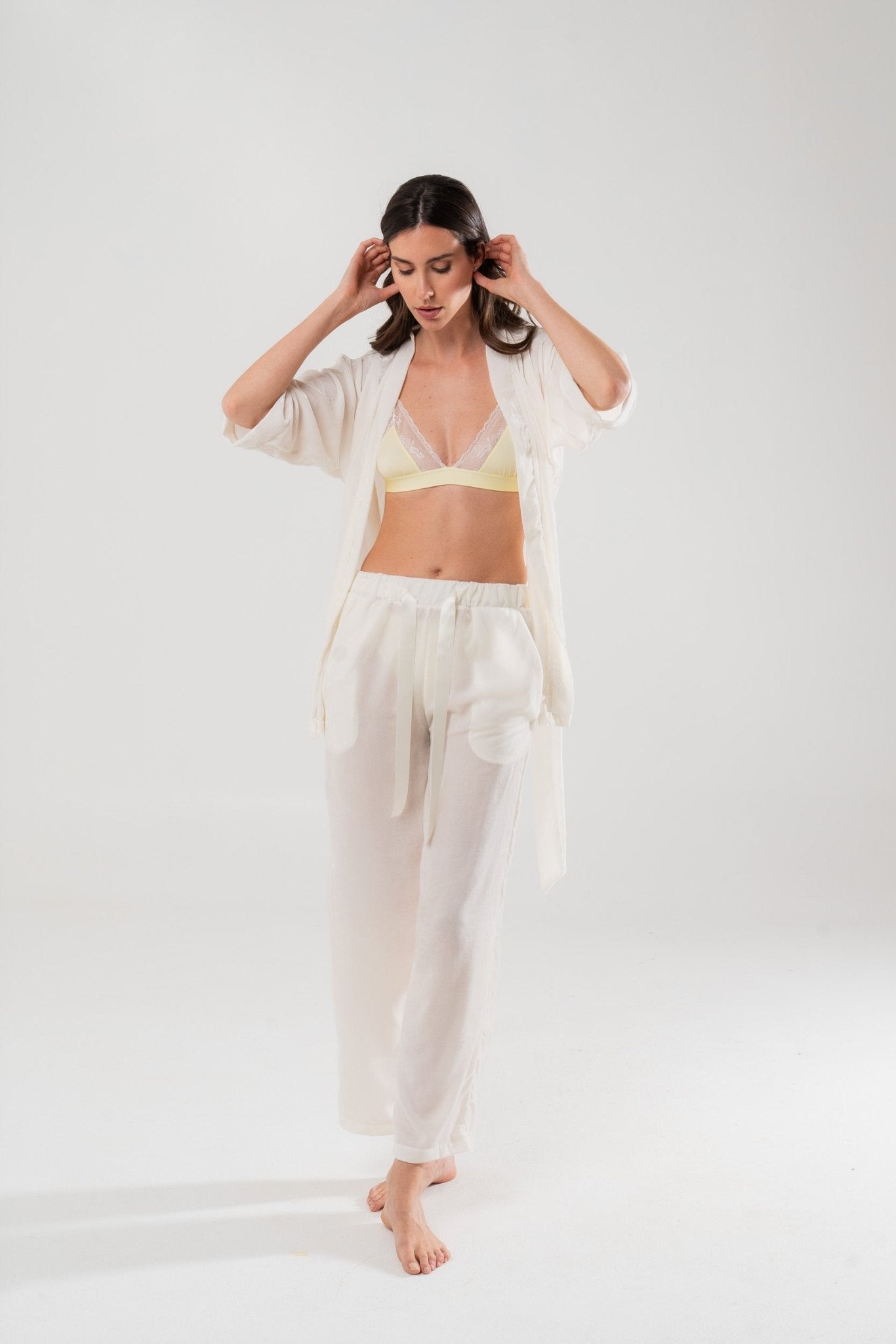 Pantalone in Velluto di Seta Bianco - Carami - Caramì Lingerie & Activewear Made in Italy