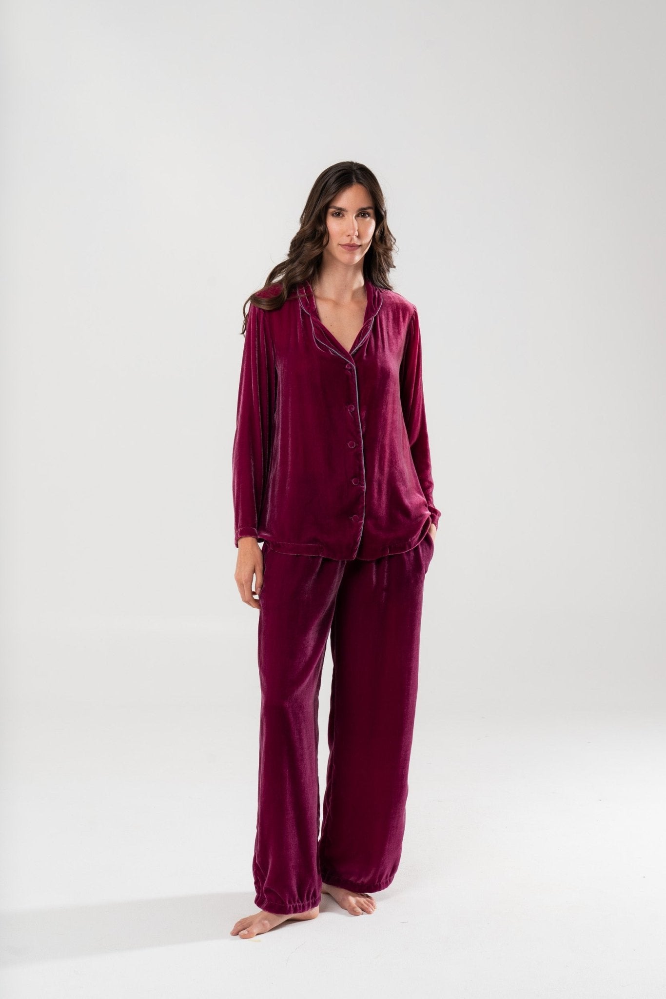 Pantalone in Velluto di Seta Lampone - Carami - Caramì Lingerie & Activewear Made in Italy