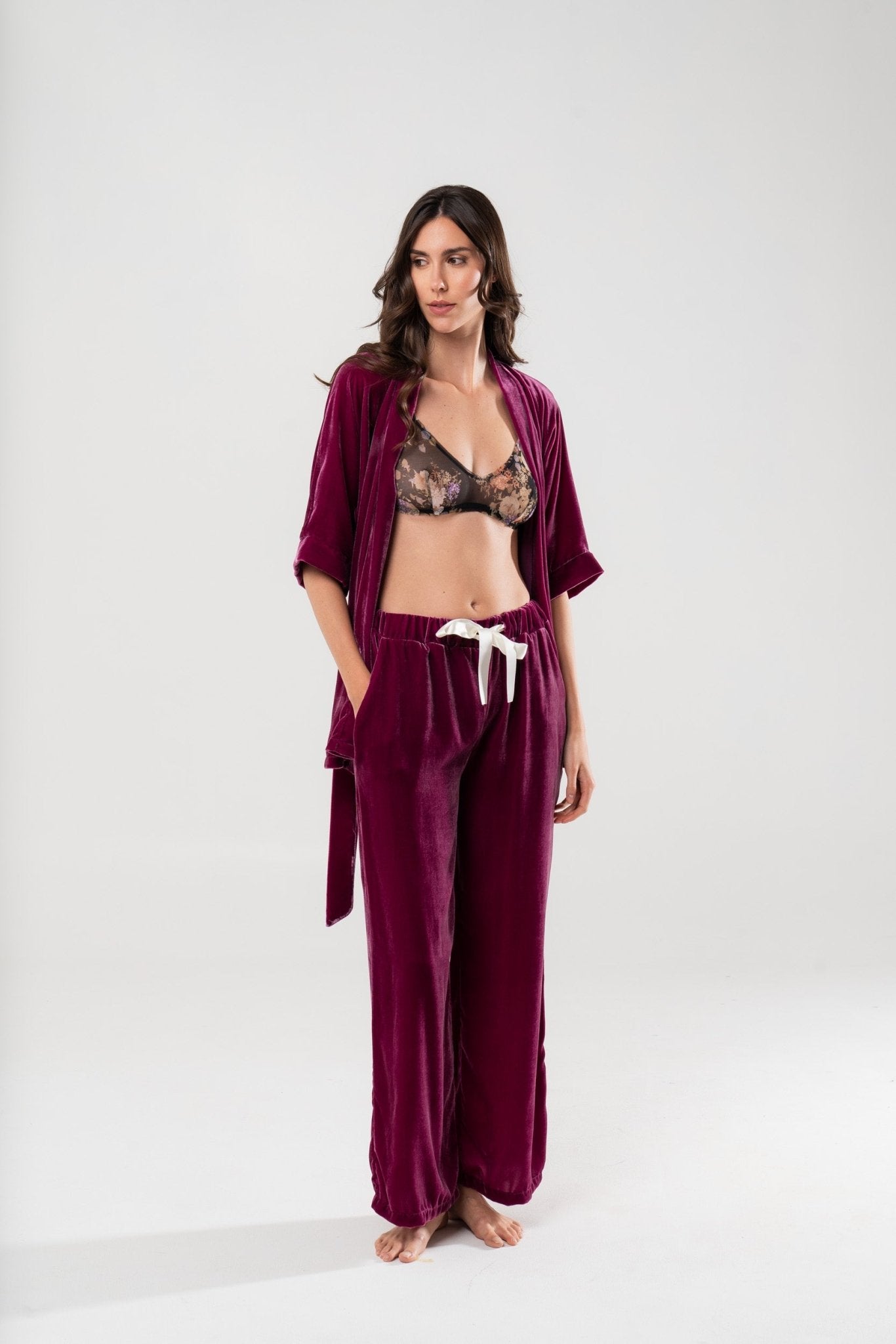 Pantalone in Velluto di Seta Lampone - Carami - Caramì Lingerie & Activewear Made in Italy
