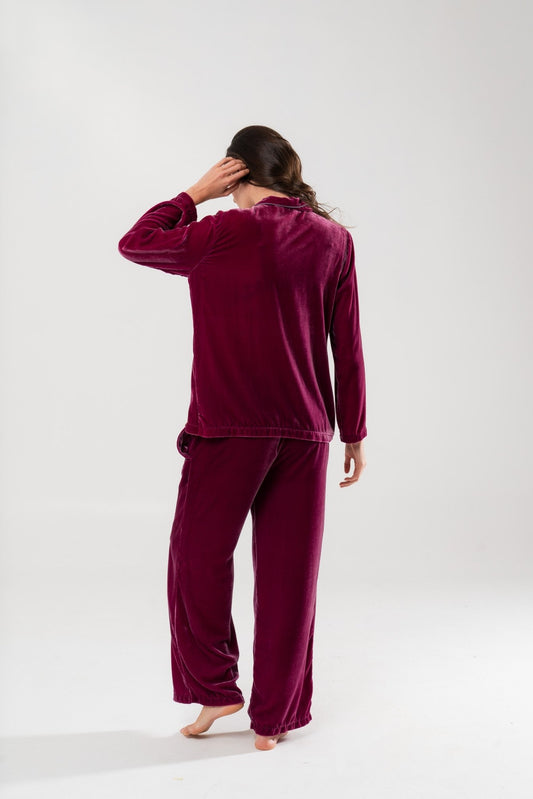 Pantalone in Velluto di Seta Lampone - Carami - Caramì Lingerie & Activewear Made in Italy