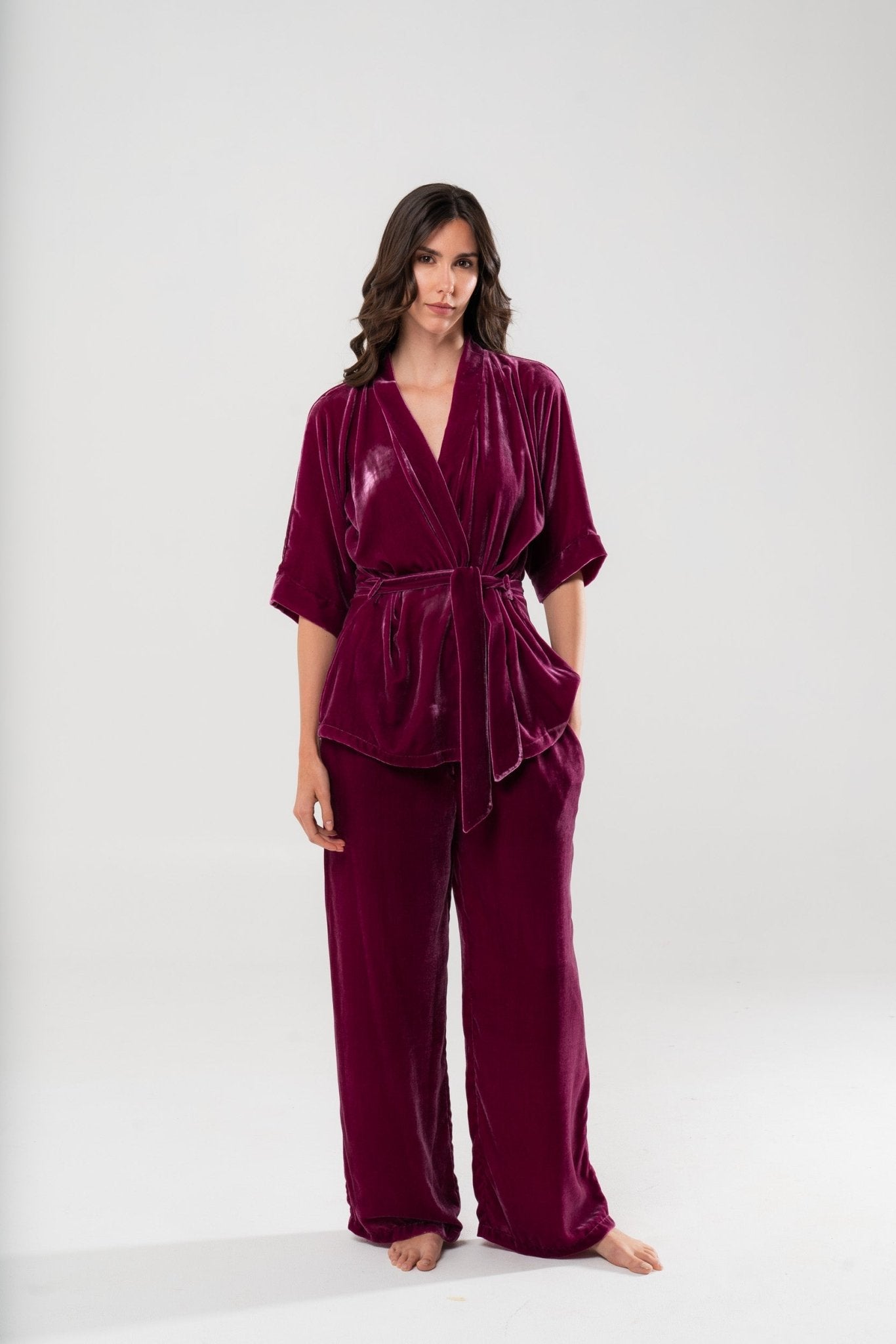 Pantalone in Velluto di Seta Lampone - Carami - Caramì Lingerie & Activewear Made in Italy