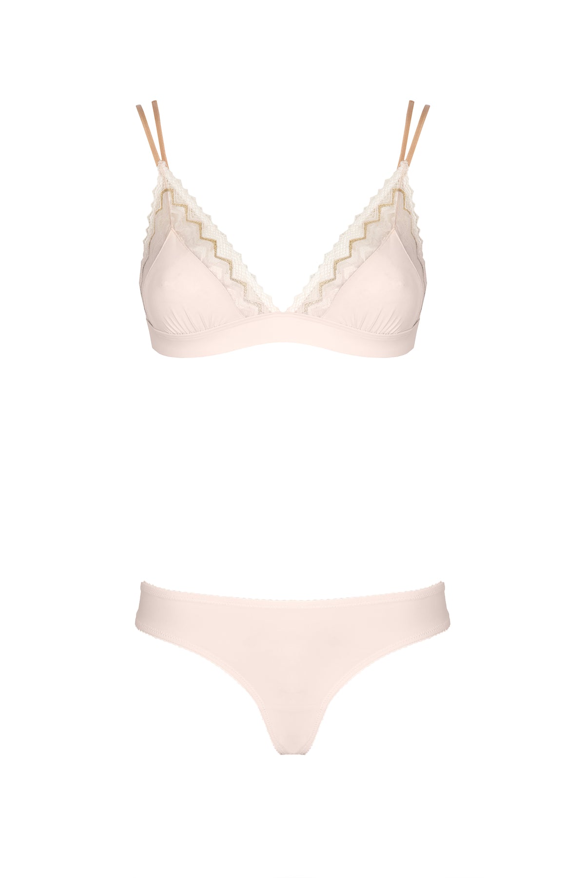 Soutien-gorge triangle et slip brésilien Olga en Lycra rose Caramì – photo du produit