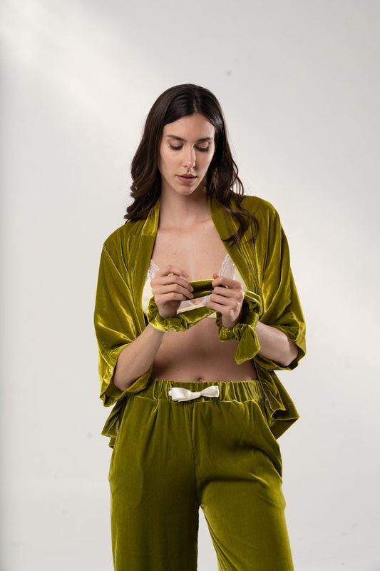 Scrunchie con Fiocco Verde - Carami - Caramì Lingerie & Activewear Made in Italy