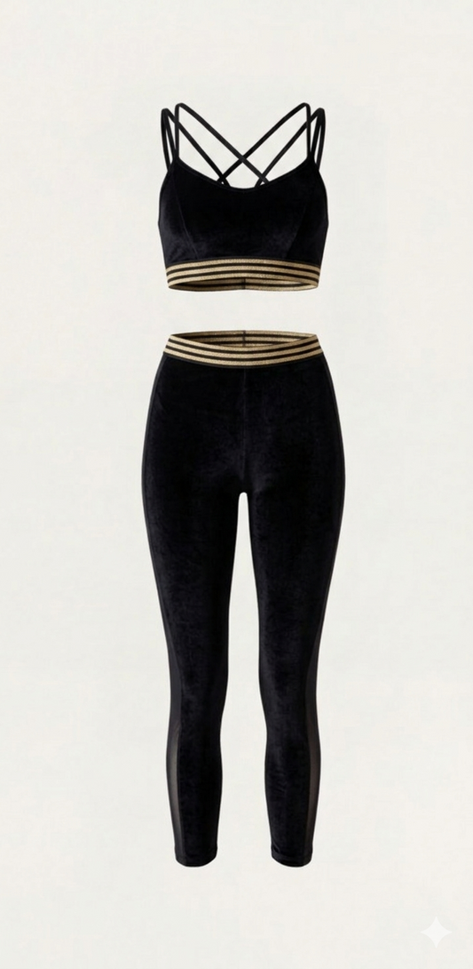 Leggings Sport Velluto Nero Liscio