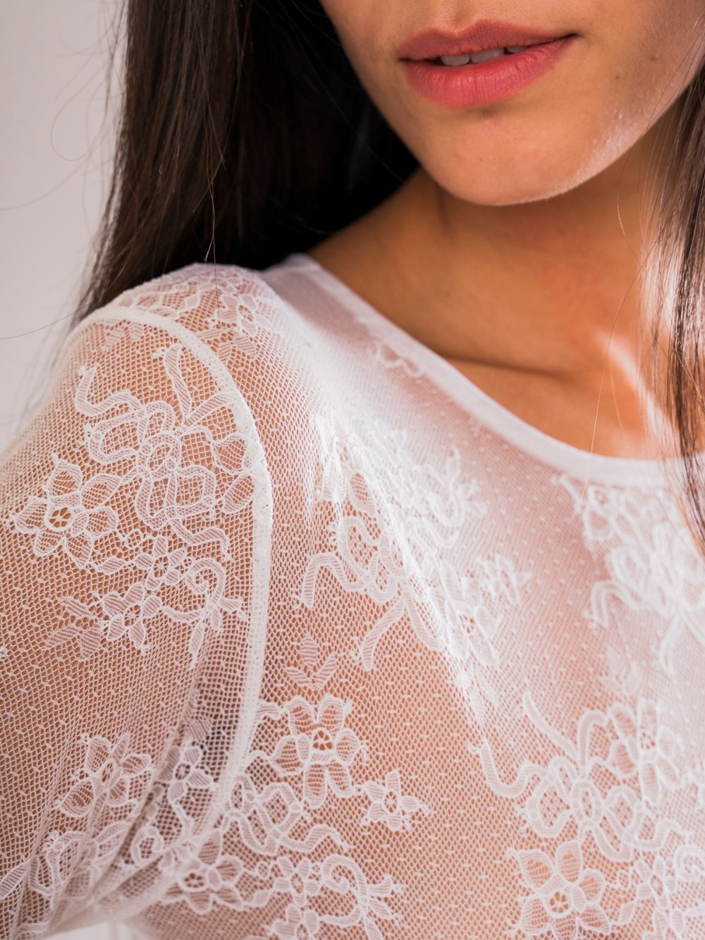 Body Manica Lunga in Pizzo Bianco - Carami - Caramì Lingerie & Activewear Made in Italy