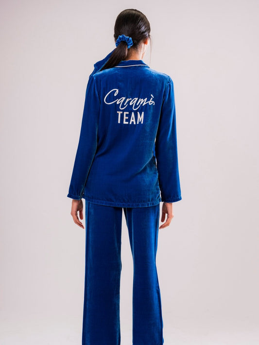 Giacca in Velluto di Seta Blu - Carami - Caramì Lingerie & Activewear Made in Italy