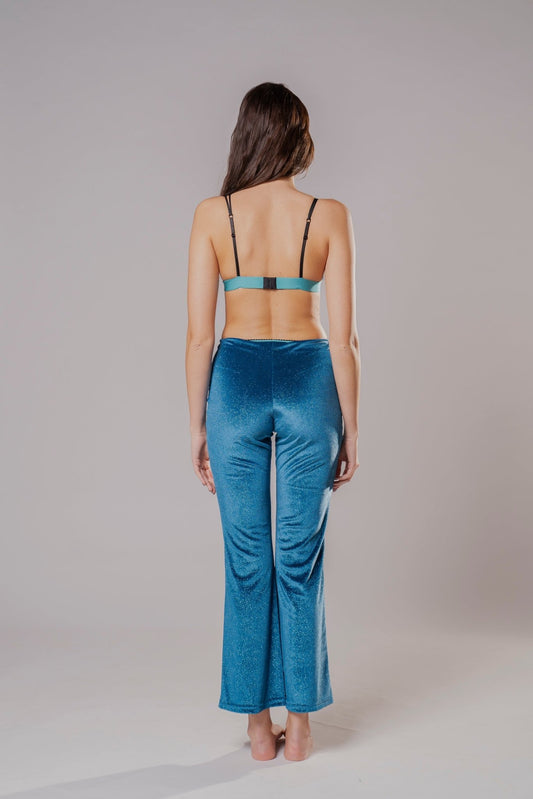 Pantajazz in Velluto Azzurro Petrolio - Carami - Caramì Lingerie & Activewear Made in Italy