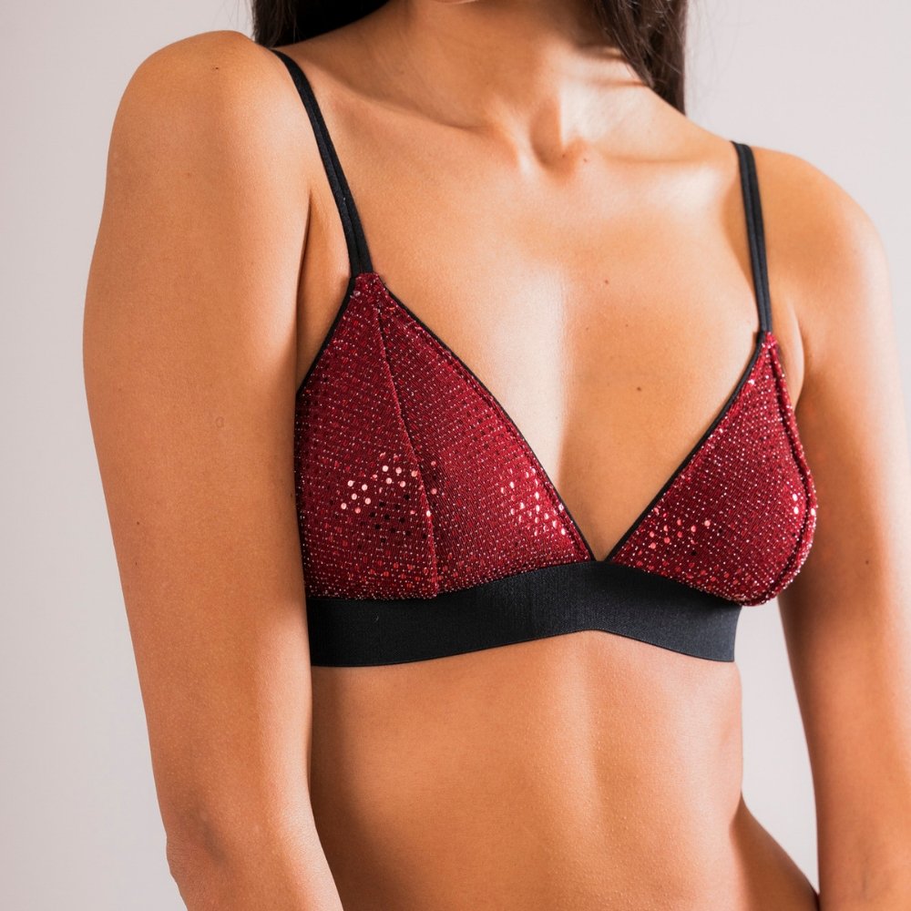 Red Glitter Bra - Caramì Underwear and luxury lingerie made in