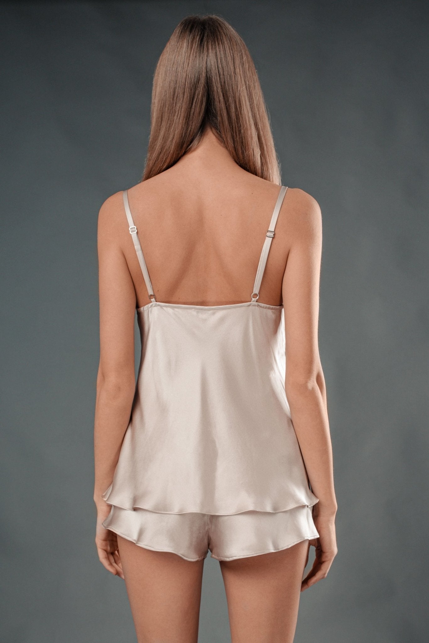 Top in Satin di Seta Rosa Perlato - Carami