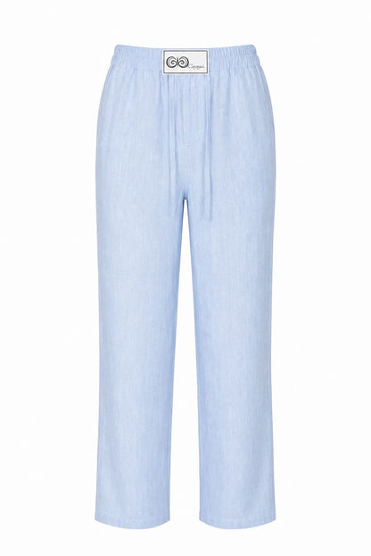 Pantalone Lungo in Lino Azzurro