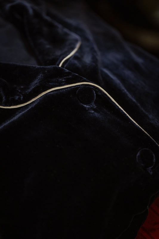 Pigiama Set in Velluto di Seta Blu