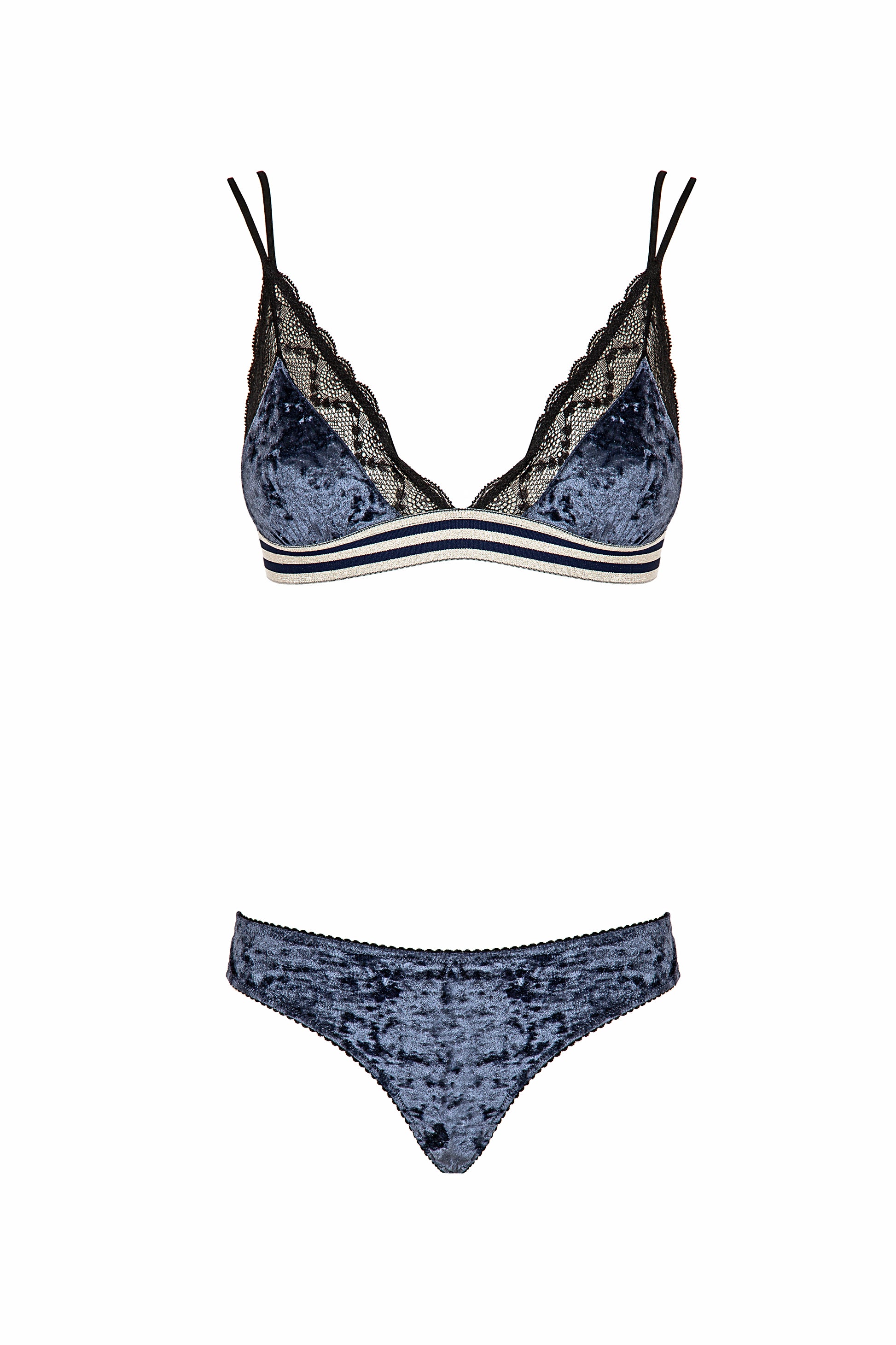 Caramì Preludio Blue Velvet Brazilian Brief Made in Italy