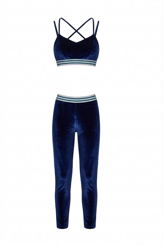Top Sport Velluto Blu Liscio