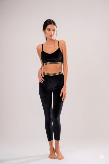 Legging de sport en velours noir lisse