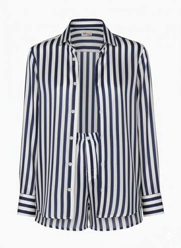 Blue and White Striped Silk Shirt