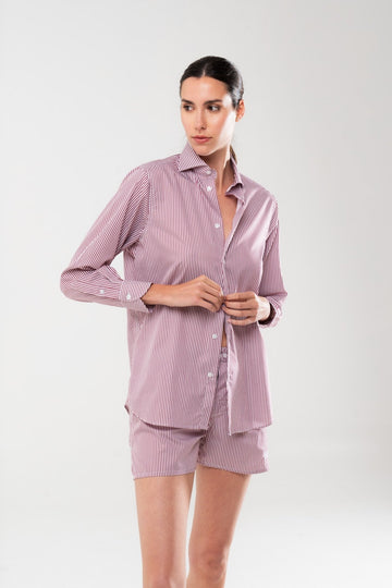 Red Stripes Poplin Cotton Shirt