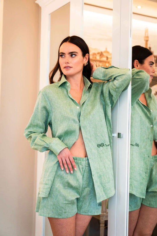 Boxer in Lino Verde - Carami - Caramì Lingerie & Activewear Made in Italy