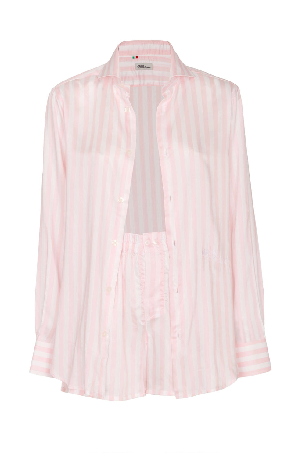 After Sex Caramì Pink Striped Silk Shirt and Boxers