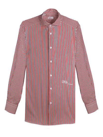 Camicia a Righe Rossa e Bianca in Cotone Popeline - Carami - Caramì Lingerie & Activewear Made in Italy