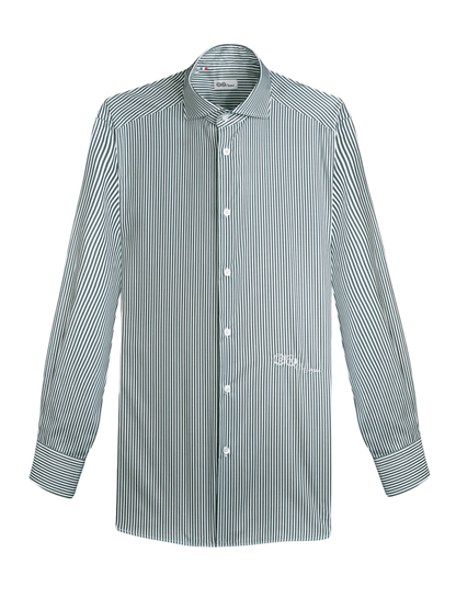 Camicia a Righe Verde e Bianca in Cotone Popeline - Carami - Caramì Lingerie & Activewear Made in Italy