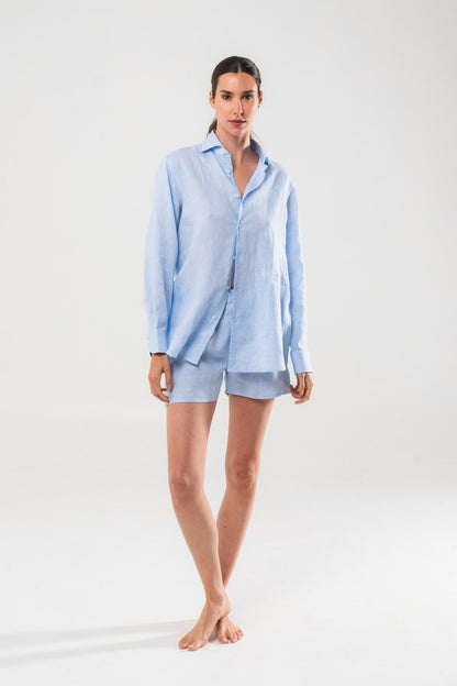 Camicia Azzurra in Lino - Carami - Caramì Lingerie & Activewear Made in Italy