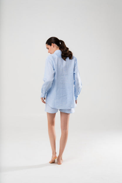 Camicia Azzurra in Lino - Carami - Caramì Lingerie & Activewear Made in Italy