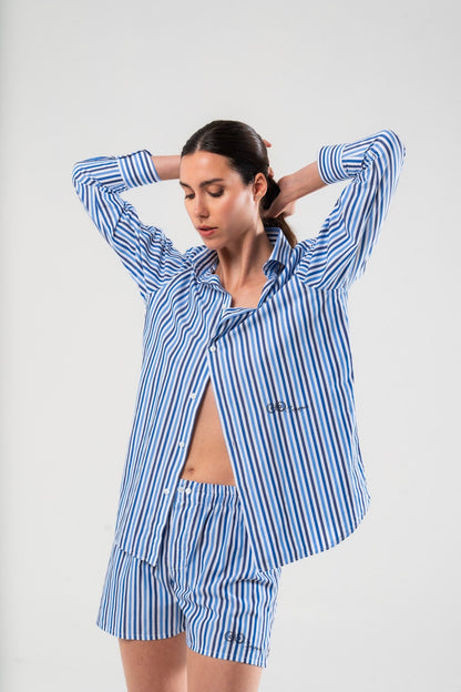Camicia Tricolore Blu in Cotone - Carami - Caramì Lingerie & Activewear Made in Italy