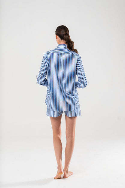 Camicia Tricolore Blu in Cotone - Carami - Caramì Lingerie & Activewear Made in Italy