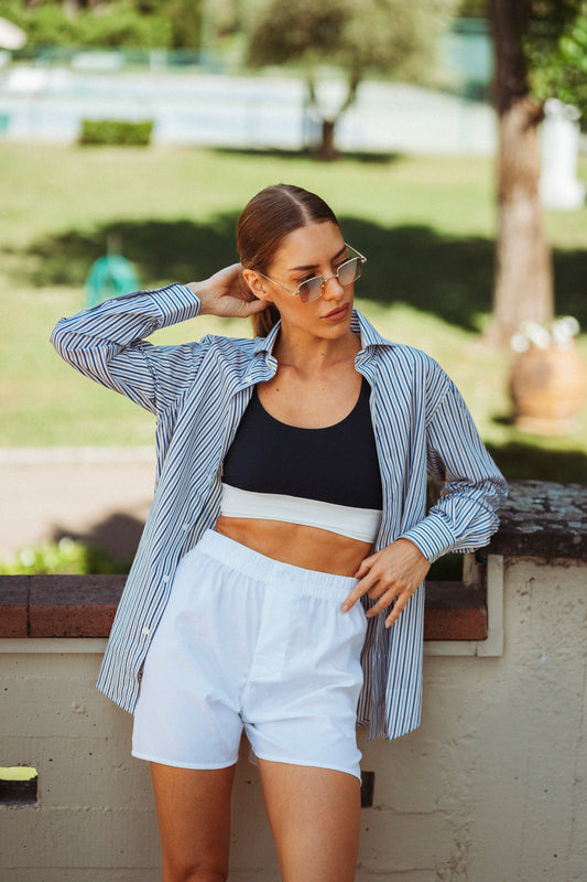 Camicia Tricolore Marrone in Cotone