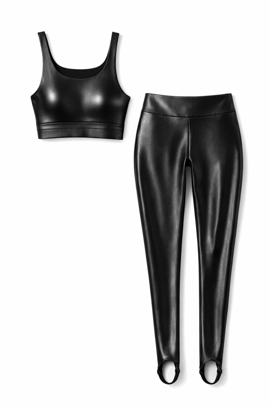 Brassière et legging noirs à étriers Caramì – photo du produit