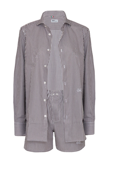 Brown and White Striped Poplin Cotton Boxers