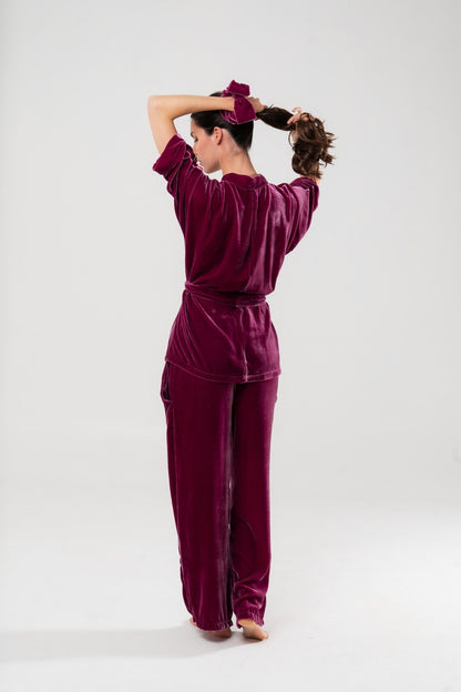 Kimono Corto in Velluto di Seta Lampone - Carami - Caramì Lingerie & Activewear Made in Italy
