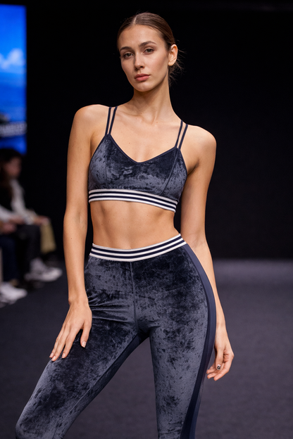 Leggings Sport Velluto Blu Preludio
