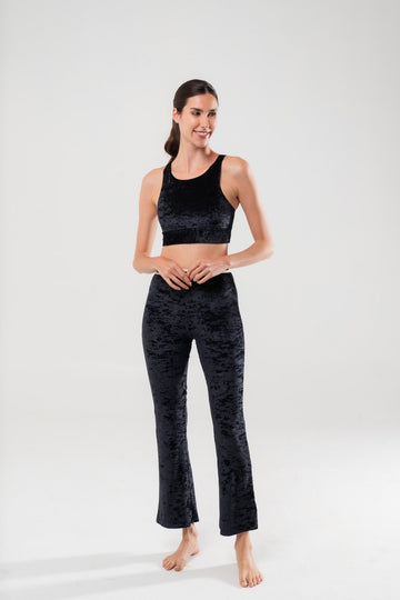 Black Velvet Pantajazz with Black and White Elastic Trim