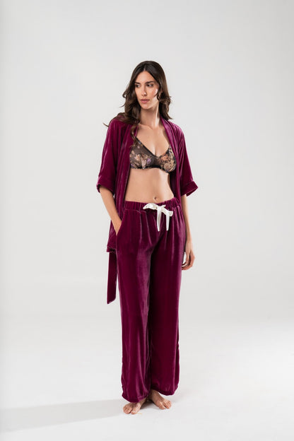Pantalone in Velluto di Seta Lampone - Carami - Caramì Lingerie & Activewear Made in Italy