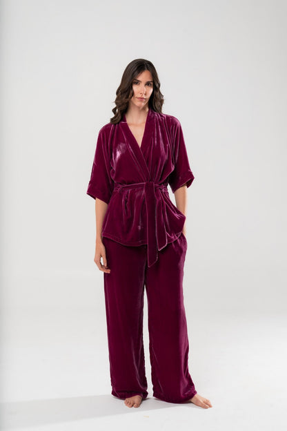 Pantalone in Velluto di Seta Lampone - Carami - Caramì Lingerie & Activewear Made in Italy
