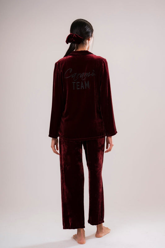 Pantalone in Velluto di Seta Rosso - Carami - Caramì Lingerie & Activewear Made in Italy