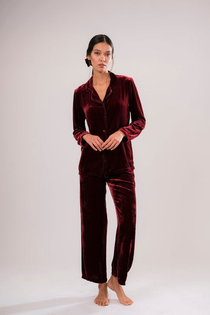 Pantalone in Velluto di Seta Rosso - Carami - Caramì Lingerie & Activewear Made in Italy