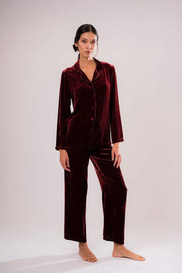 Pantalone in Velluto di Seta Rosso