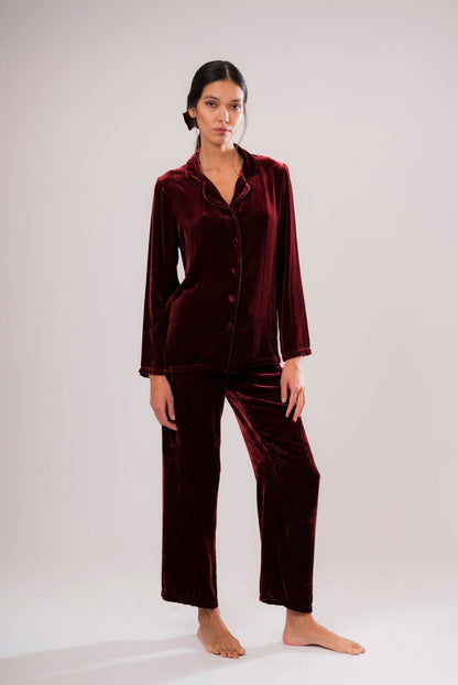Pantalone in Velluto di Seta Rosso - Carami - Caramì Lingerie & Activewear Made in Italy