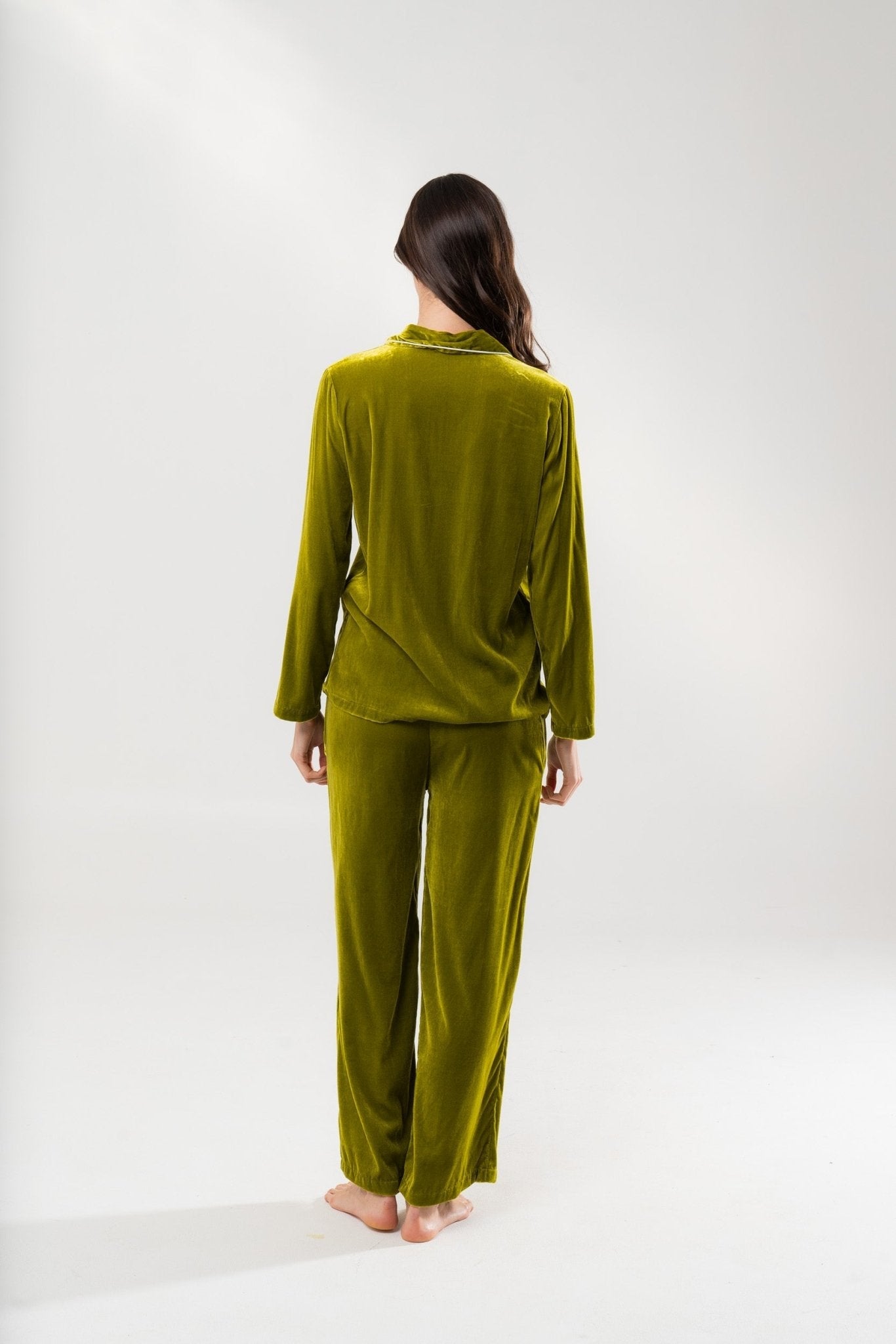 Pantalone in Velluto di Seta Verde - Carami - Caramì Lingerie & Activewear Made in Italy
