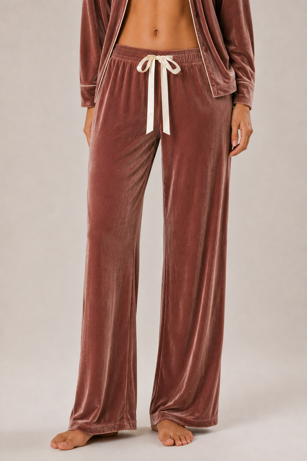pantalone del pigiama in velluto di seta lusso donna made in italy caramì